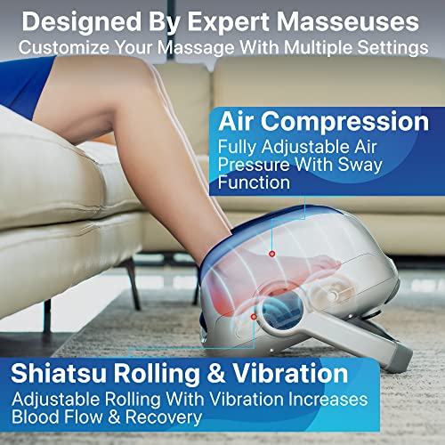 MIKO Shiatsu Foot, Leg and Calf Massager with Heat - color: Silver-blue