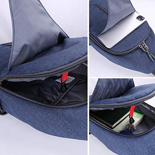 WATERFLY Crossbody Sling Backpack Sling Bag Travel Hiking Daypack - color: Navy Blue
