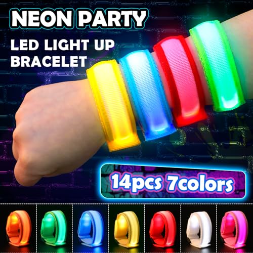 YADIYA 14 PCS LED Glow Bracelets, LED Light Up Bracelets for Kids Adults,Glow in The Dark Party Favors Supplies for Night Events, Concerts Rave Sports Accessories... - style: 14pcs LED Bracelets
