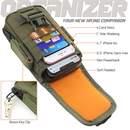 WYNEX Tactical Phone Pouch Molle, Phone Blet Holder Fit 4.0-6.7" Screen - color: Army Green