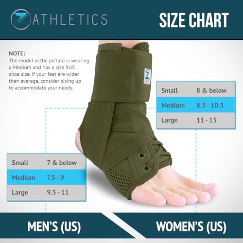 Z ATHLETICS Ankle Brace for Women & Men - Lace Up Adjustable Support with Side Stabilizers for Sprained Ankle, Achilles Tendonitis Relief | Basketball, Volleyball, Running & Sports Recovery