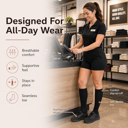 CopperJoint Compression Socks for Women & Men, Black, Large, 1 Pair - color: Black, size: Large