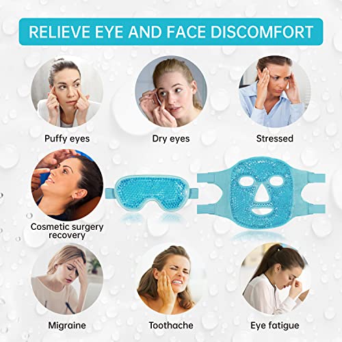 ZNÖCUETÖD Cooling Mask Ice Pack for Face Eye, Hot Cold Compress for Face - color: Blue-#2