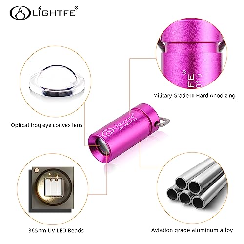 UV MINI 01D Blacklight Flashlight 365nm Keychain lamp, Suitable for pet Urine Stains, Stains, Minerals, Fluorescent Agent Detection, and Currency Art Identification, etc - color: UV365NM