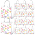 Aliceset 12 Pcs Valentine's Day Gift Bags Bulk Heart Printed Transparent Goodie Bags with Handles Reusable PVC Gift Totes for Valentines Wedding Bridal Birthday Party Favor(Conversation Heart) - style: Conversation Heart