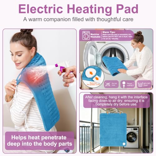 Heating Pad,Electric Heating Pad,Heating Pad for Back (Blue, 24"x20") - color: Blue, size: 24x20 Inch