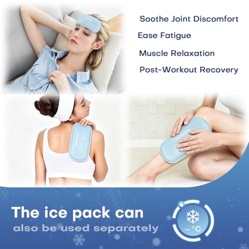 Gel Ice Packs for Injuries Reusable 2 Packs Hot Cold Gel Wrap with Strap - color: Blue-2 Pack-medium