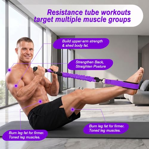 Resistance Bands with Handles,Pedal Resistance Band with Handle - color: 90lbs-Purple