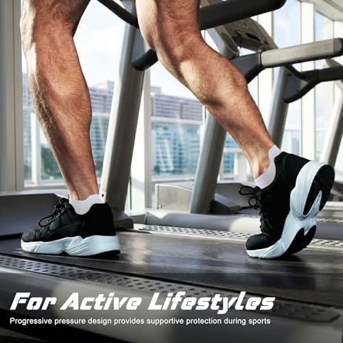 Ankle Compression Socks for Men & Women, 6 Pairs, Low Cut - color: White2, size: Large