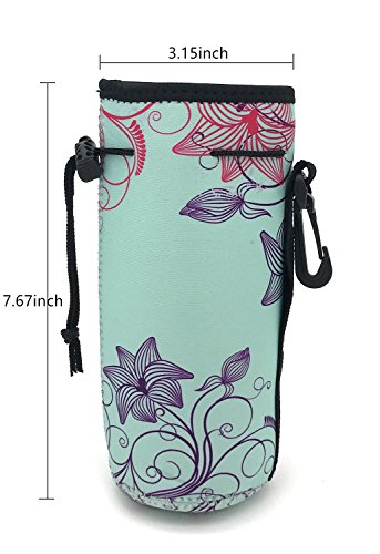 Wanty Neoprene 20 Oz Insulated Water Drink Bottle Cooler Carrier Cover Sleeve Tote Bag Pouch Holder Strap for Climbing Cycling and Running Outdoor Activities (Campanulaceae) - color: Campanulaceae