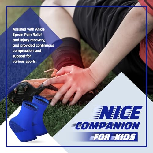 Tarpop 3 Pair Girls Ankle Brace Compression Sleeves, Blue, Small - color: Blue, size: Small
