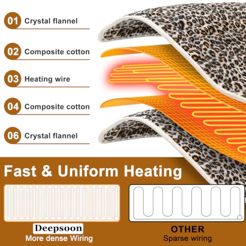 Heating Pad,Heated Blanket,Heating Pad for Back Neck,LeopardPrint,24x12 in - color: Leopardprint, size: 24x12 Inch