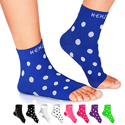 NEWZILL Plantar Fasciitis Socks Arch Support Foot Care Compression Sleeve - color: Blue With White Polka Dots, size: XX-Large