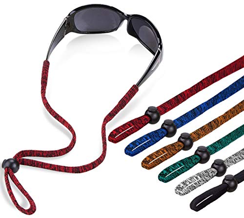 SHINKODA 6-Pack Slip-On Glasses Strap Universal Fit Cord Eyewear Retainer - color: Black & Space Dye(brown/Gray/Green/Royal/Red)/6pcs/Adult-standard