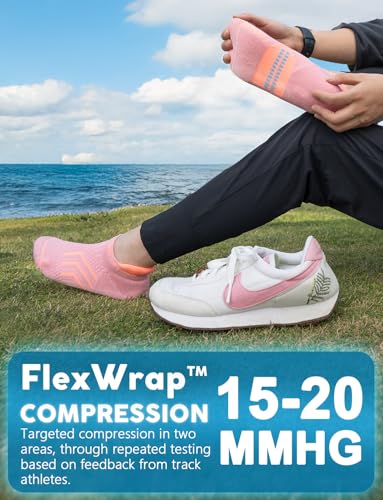 Juclise Women's No Show Compression Running Socks, 3 Pairs - color: Sandy Melon+dusty Pink+watermelon, size: Small