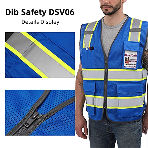 Dib Safety Reflective Safety Vest for Men Women with Pockets, Blue Mesh M - color: Blue Mesh, size: Medium