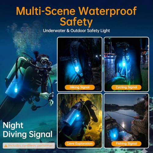 SecurityIng 2 Pcs Scuba Dive Strobe Signal Light, 2 Modes, Bule - color: Blue