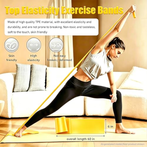 Long Resistance Bands for Working Out, Physical Therapy, Yoga & Pilates - color: Yellow