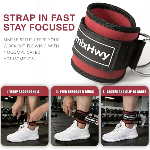 Fitness Ankle Straps for Cable Machine, Premium Neoprene Padded Adjustable Ankle Cuffs, Home Gym Cable Attachment for Glute Kickbacks, Booty Workouts, Leg & Hip Exercises - size: Single
