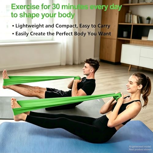 Long Resistance Bands for Working Out, Physical Therapy, Yoga & Pilates - color: Green