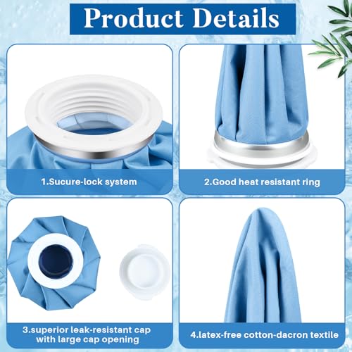 Honoson Reusable Ice Bags for Injuries 2 Pack, 6” Hot & Cold Ice Packs, Leak Proof Cold Compress for Pain Relief, Swelling, Sprains, Headache, Fever & Summer Cooling Relief, Toothache(Blue) - color: Blue