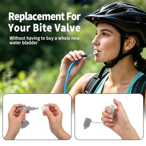 Hydration Bladder Bite Valve Replacement Mouthpiece Fit for Any Water Backpack and Most Brands, with Manual Switch Valve - color: 2 Pack on-off grey