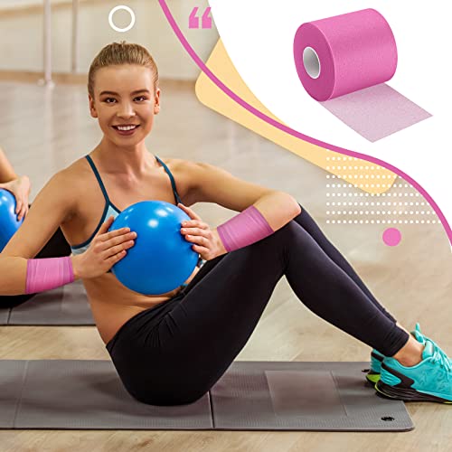 BBTO 3 Rolls Pre Wrap Tape 2.75 Inch x 90 Yards Athletic Foam Underwrap Sports Pre Headbands for Hair Ankle Wrists Knees Sports(Pink) - color: Pink