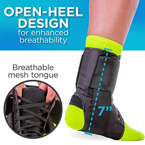BraceAbility Sports Ankle Brace - Best Lace Up Figure 8 Sprained, Rolled or Twisted Treatment Active Support Wrap Stabilizer Splint for Basketball, Volleyball, Soccer, Working Out, Running Pain (M) - size: Medium