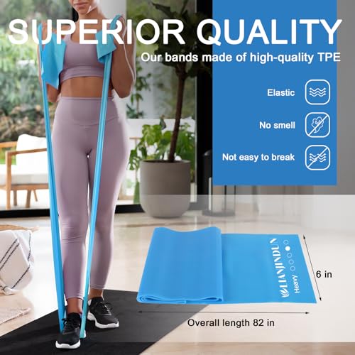 5-Piece Resistance Bands Set, 5.9 ft, Latex-Free for Exercise and Therapy - color: Gradient Blue Set, size: 6.9FT