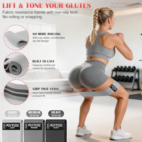 KUTIZE Booty Bands & Pedal Exercise Bands Resistance Bands Set for Women - color: Black