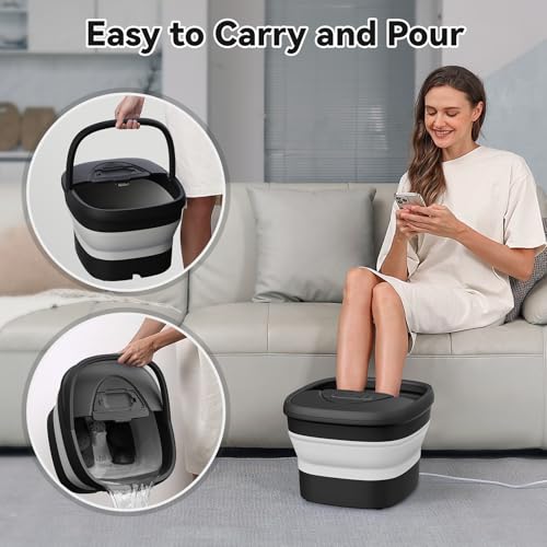 Collapsible Foot Spa with Heat, Remote,Timer, and Massage - color: Black