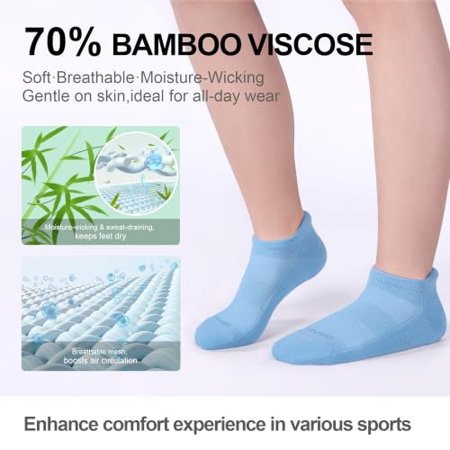 LEVSOX Ankle Compression Socks for Women and Men, Bamboo Viscose Low Cut Cushioned Athletic Running Socks - color: 3 Pairs-light Green/Blue/Purple, size: Small