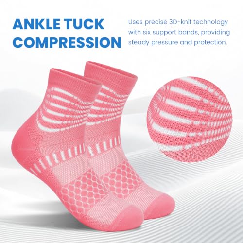 IRAMY Ankle Compression Socks Women Men Plantar Fasciitis Relief 3/5 Pairs - color: Pink(3 Pairs), size: Medium