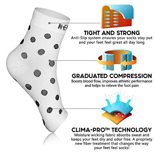 NEWZILL Plantar Fasciitis Socks Arch Support Foot Care Compression Sleeve - color: White With Black Polka Dots, size: XX-Large