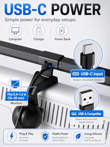Computer Monitor Lamp, Screen LED Light Bar, USB Powered, No Screen Glare - size: For Desktop PC