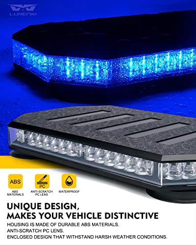 LUMENIX 42 LED Roof Top Strobe Beacon Light Bar, Patent Design, Blue - color: Blue