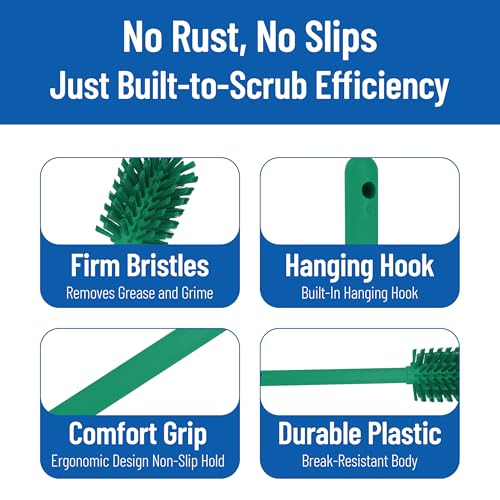 SPARTA 12 Inch Bottle Brush with Polyester Bristles and Plastic Handle, Color Coded, Large Round Head Cleaner for Bottles Jars and Food Service Equipment, Green - color: Gray