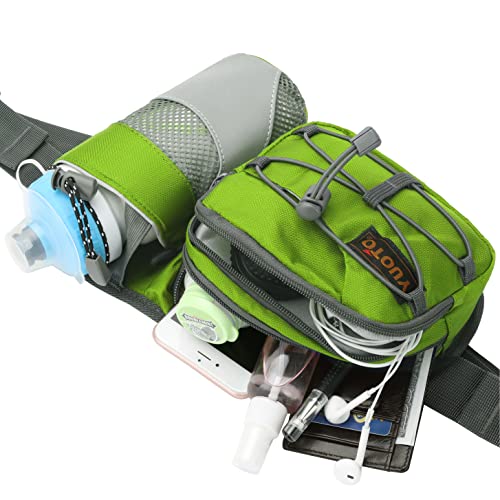 Waist Pack with Water Bottle Holder for Running Walking Hiking Fanny Pack - color: Bright Green