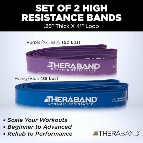 THERABAND Resistance Band, Exercise, Workout, Physical Therapy, Multi - size: 2 Pack Heavy (35-50 lbs)