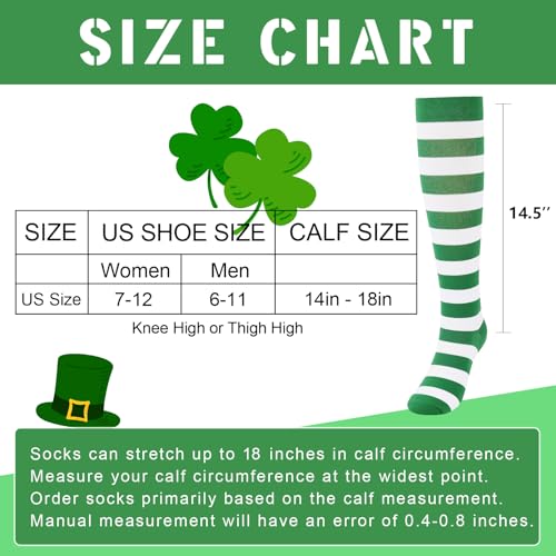 Junely Compression Socks for Women Knee High Striped Polka Dot Stockings - color: Green White