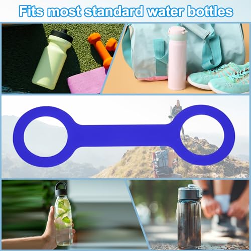 PATIKIL Water Bottle Carrier Grip, Portable Soft Silicone Non-Slip Water Handle Grip Water Bottle Holder Strap - color: Blue