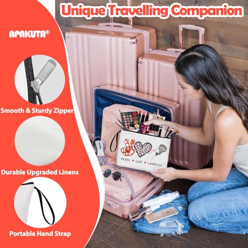 Lacrosse Gifts for Women Girl Zipper Bag Funny Gifts for Lacrosse Ball Lover Sport Season Gift at the Games Day Makeup Bag Birthday Thanksgiving Christmas Gift for Her Sister Friends - style: Sporty