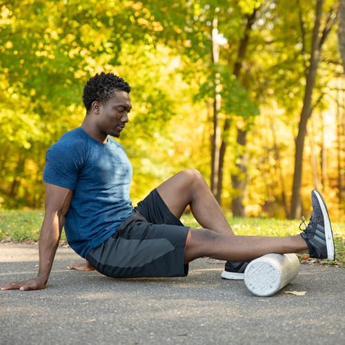 OPTP Silver AXIS Moderately Firm Foam Roller – Round, Silver, 18" x 6" - size: 18" x 6" Round