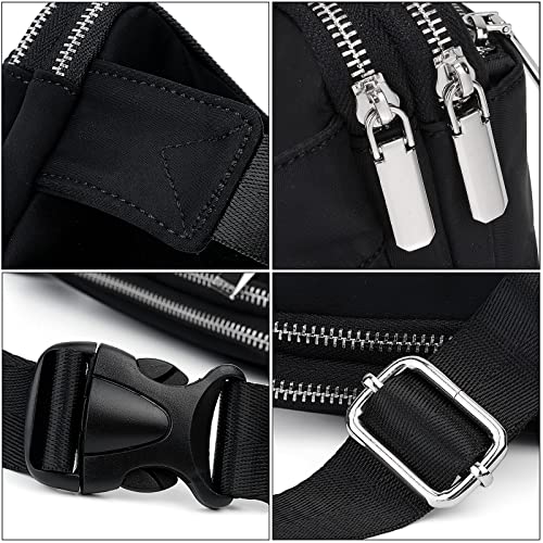 UTO Fanny Pack Crossbody Belt Purse Chest Waist Hip Travel Hiking Bumbag - color: 0759 Betty Nylon Black
