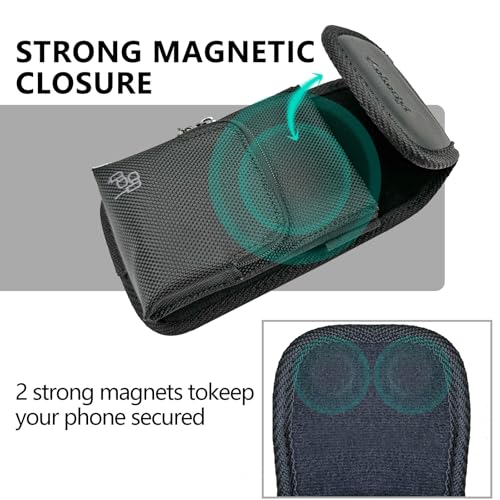 Nylon Phone Holster with Zipper Pocket, Belt Clip Pouch for iPhone 17 16 15 14 Pro Max & Plus