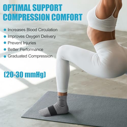 NEENCA Professional Compression Socks for Women Men Circulation, 20-30 mmHg - color: Gray Black, size: Small