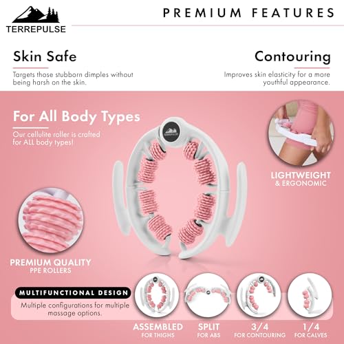 Anti Cellulite Roller & Lymphatic Drainage Massager | Deep Tissue Fascia Blaster & Muscle Roller | Tool for Sore Arms, Legs, Shoulders, Stomach & Buttocks (Pink) - color: Pink
