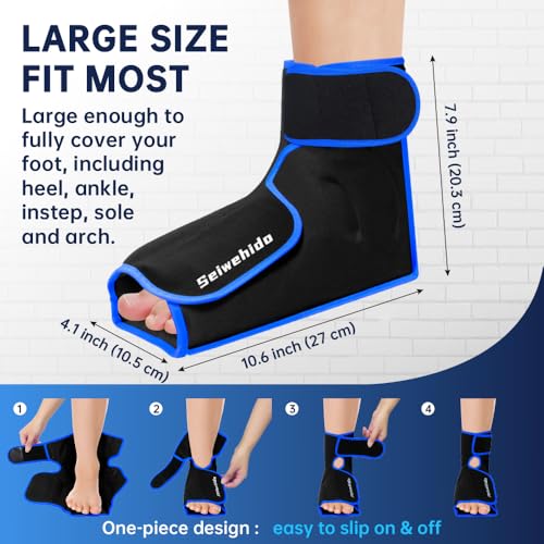 Ankle Ice Pack Wrap for Heel Foot Swelling Pain Relief, Reusable Large Hot Cold Gel Pack for Sprain, Achilles Tendonitis, Arthritis, Plantar Fasciitis, Post-Surgery, Sports Injury (Black,1pcs) - color: Black
