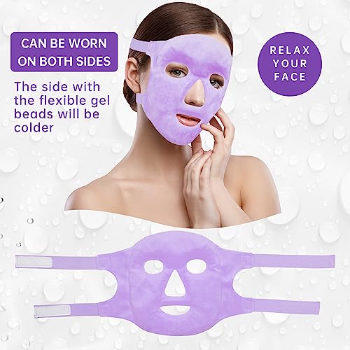 ZNÖCUETÖD Face Ice Mask Facial Ice Packs Gel Hot Cold Compress for Women - color: Purple