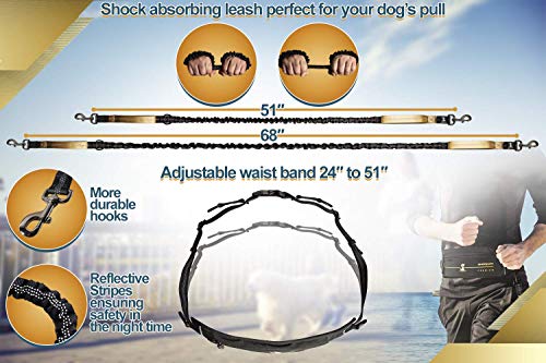 SparklyPets Hands Free Dog Leash, Medium & Large Breeds, Premium Gold - color: Premium Gold, size: 1 dog M/L